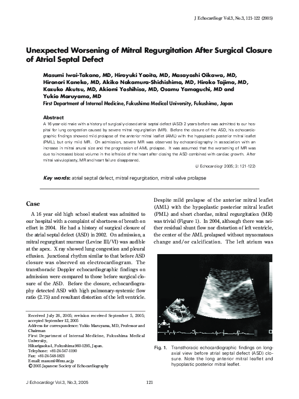 (PDF) Unexpected Worsening of Mitral Regurgitation After Surgical ...