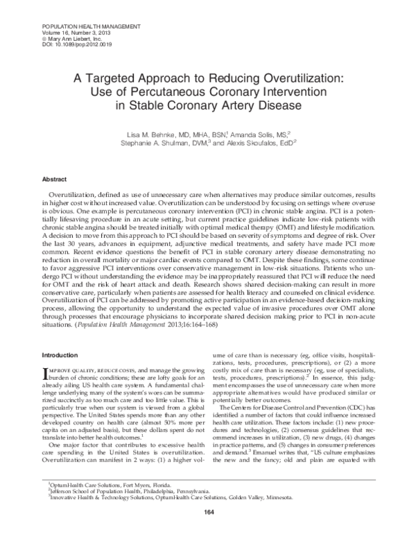 (PDF) A Targeted Approach to Reducing Overutilization: Use of ...