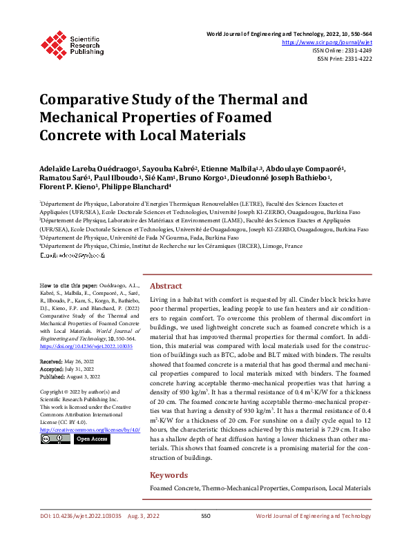 (PDF) Comparative Study of the Thermal and Mechanical Properties of ...