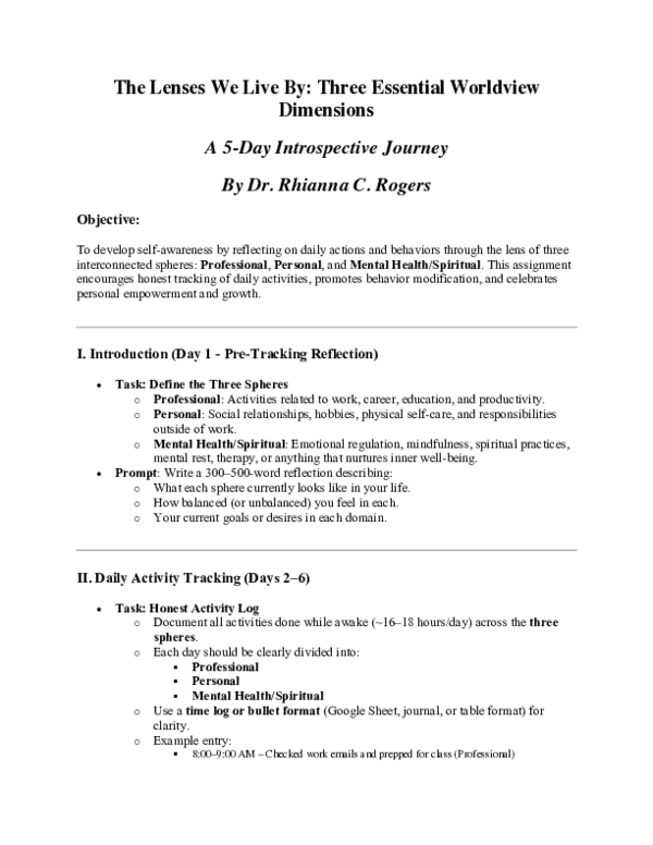(PDF) The Lenses We Live By: Three Essential Worldview Dimensions A 5 ...