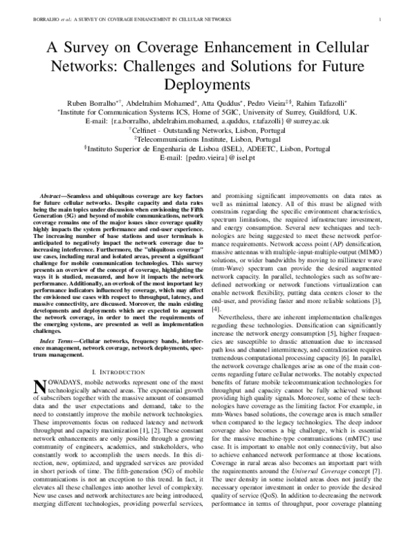 (PDF) A Survey on Coverage Enhancement in Cellular Networks: Challenges ...