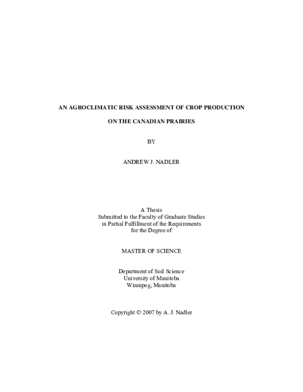 (PDF) An agroclimatic risk assessment of crop production on the ...