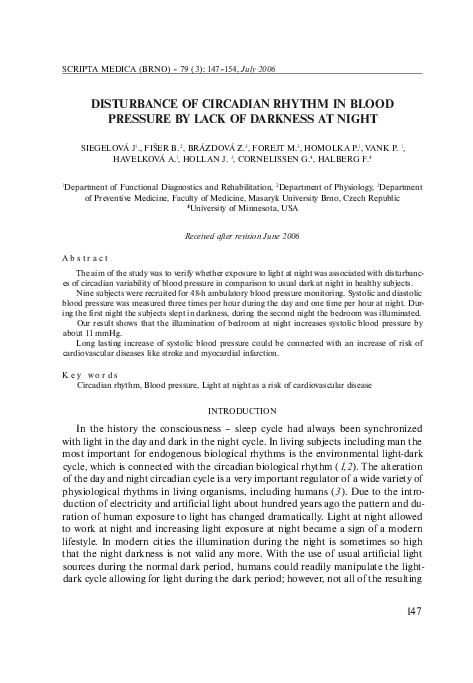 (PDF) Disturbance of circaDian rhythm in blooD pressure by lack of ...