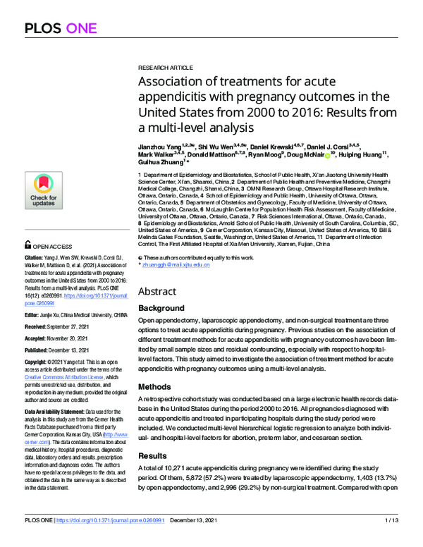 (PDF) Association of treatments for acute appendicitis with pregnancy ...