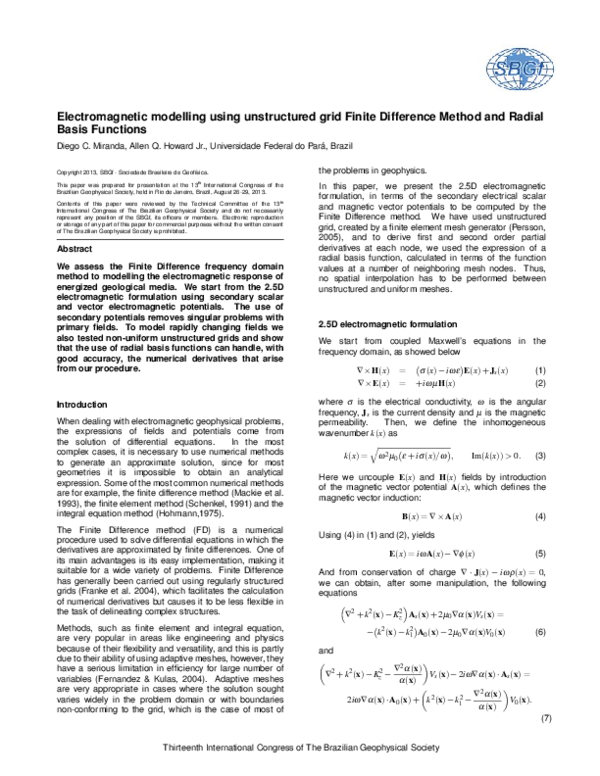 (PDF) Electromagnetic modelling using unstructured grid Finite ...