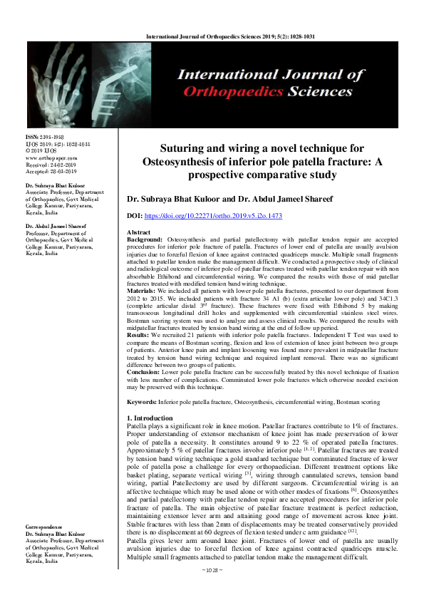 (PDF) Suturing and wiring a novel technique for Osteosynthesis of ...