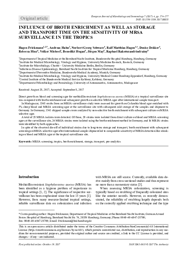 (PDF) Influence of broth enrichment as well as storage and transport ...