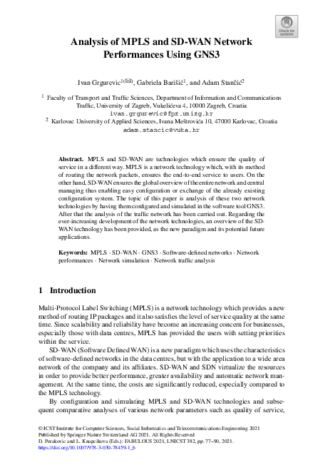 (PDF) Analysis of MPLS and SD-WAN Network Performances Using GNS3