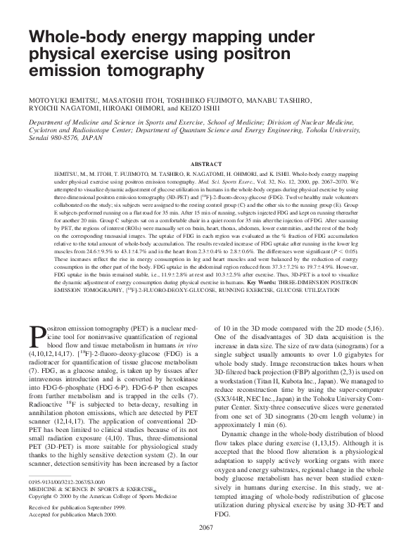 (PDF) Whole-body energy mapping under physical exercise using positron ...