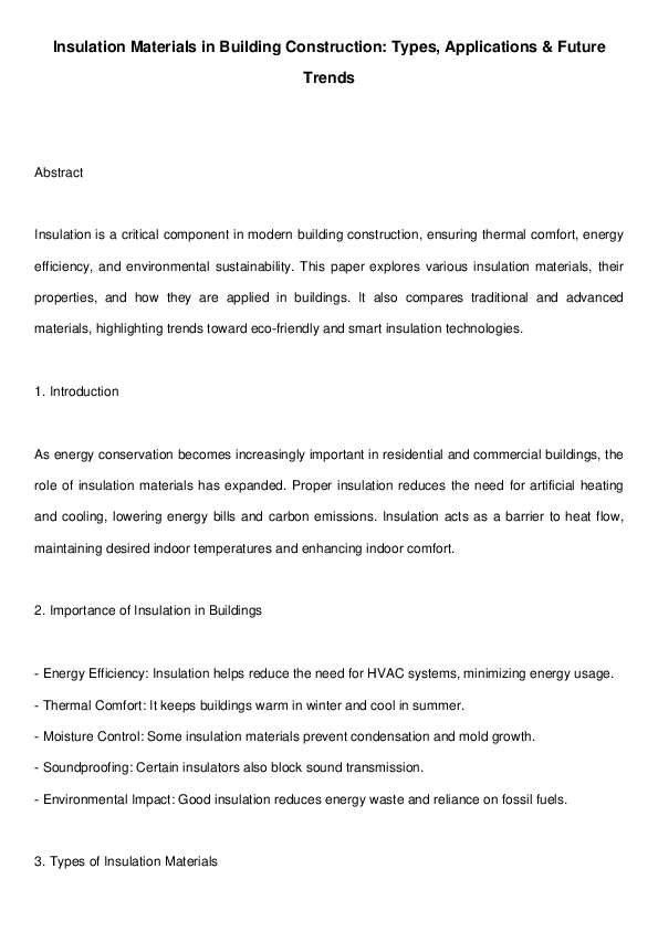 (PDF) Insulation Materials in Building Construction: Types ...