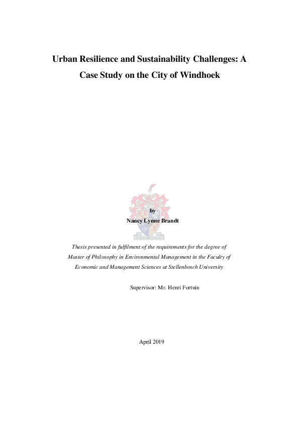 (PDF) Urban resilience and sustainability challenges : a case study on ...