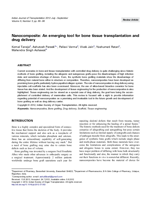 (PDF) Nanocomposite: An emerging tool for bone tissue transplantation ...