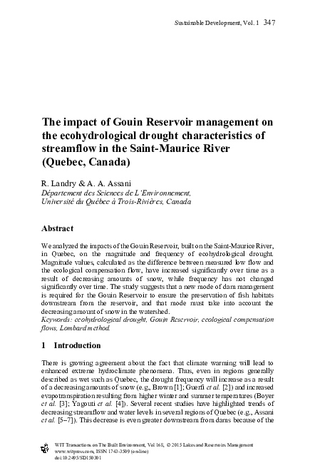 (PDF) The impact of Gouin Reservoir management on the ecohydrological ...