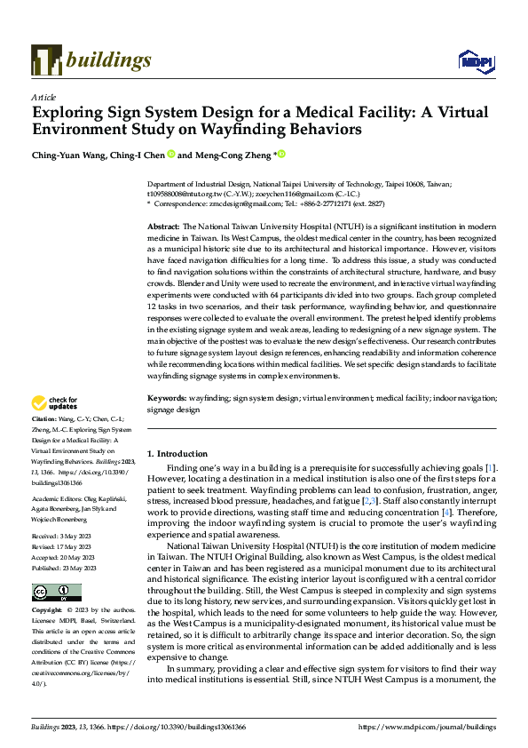 (PDF) Exploring Sign System Design for a Medical Facility: A Virtual ...