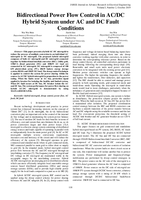 (PDF) Bidirectional Power Flow Control in AC/DC Hybrid System under AC ...