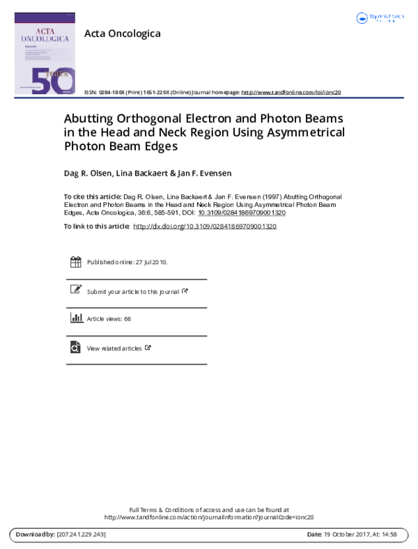 (PDF) Abutting Orthogonal Electron and Photon Beams in the Head and ...