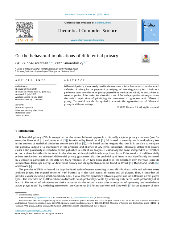 (PDF) On the behavioral implications of differential privacy