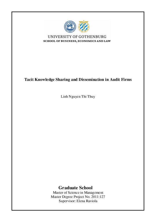 (PDF) Tacit Knowledge Sharing and Dissemination in Audit Firms