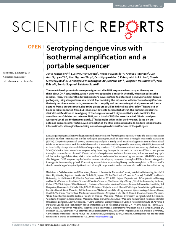 (PDF) Serotyping dengue virus with isothermal amplification and a ...
