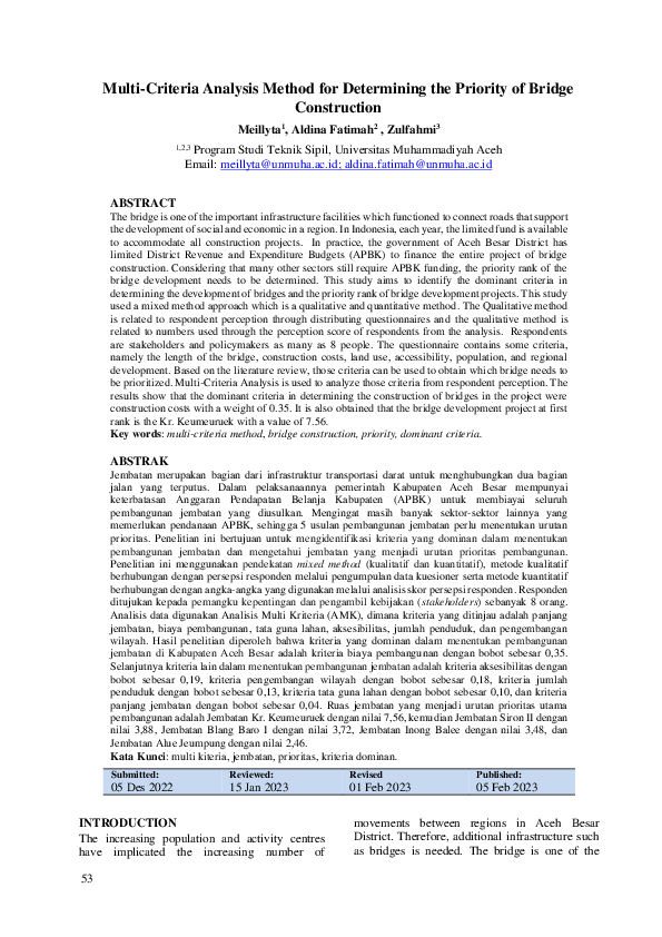 (PDF) Multi-Criteria Analysis Method For Determining The Priority of ...