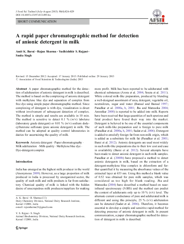 (PDF) A rapid paper chromatographic method for detection of anionic ...