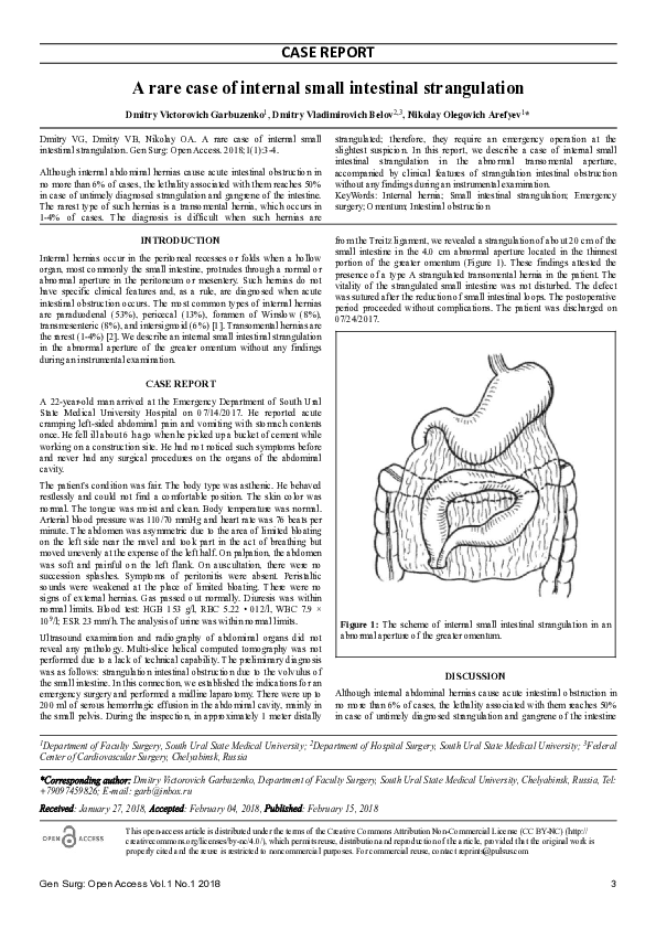 (PDF) A rare case of internal small intestinal strangulation