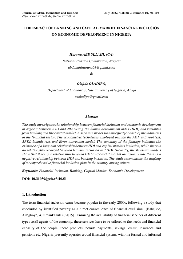 (PDF) The impact of banking and capital market financial inclusion on ...
