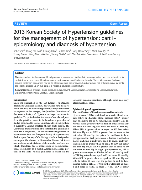 (PDF) 2013 Korean Society of Hypertension guidelines for the management ...