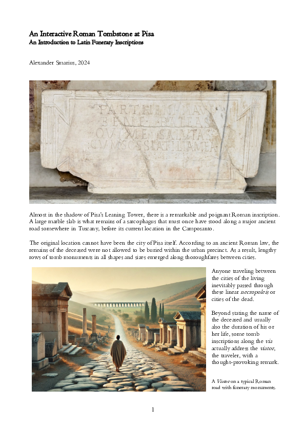 (PDF) An Introduction to Latin Funerary Inscriptions