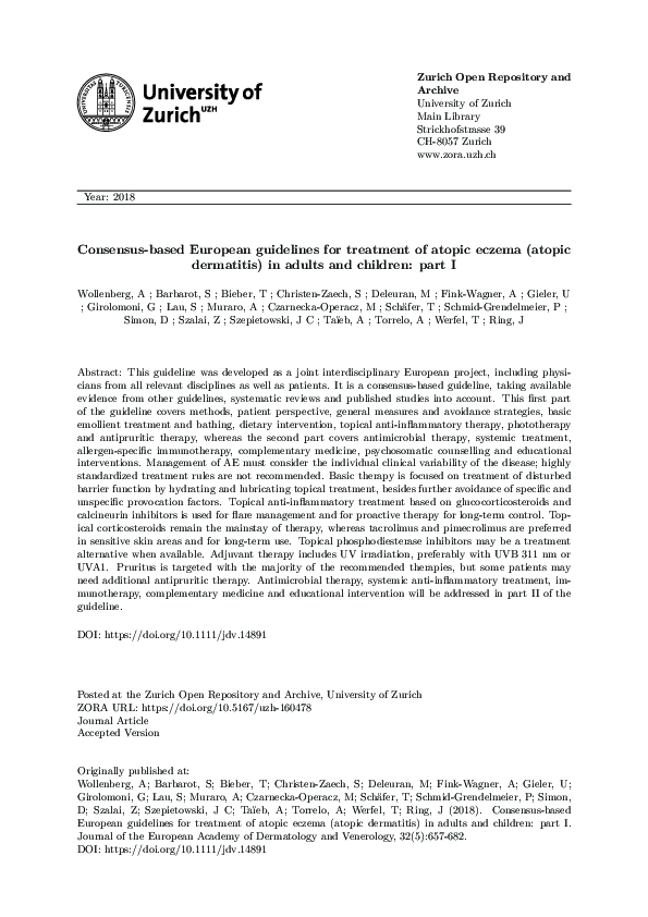(PDF) Consensus‐based European guidelines for treatment of atopic ...