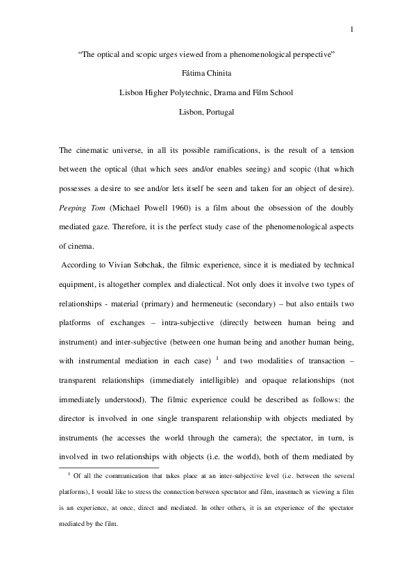 (PDF) The optical and scopic urges viewed from a phenomenological ...