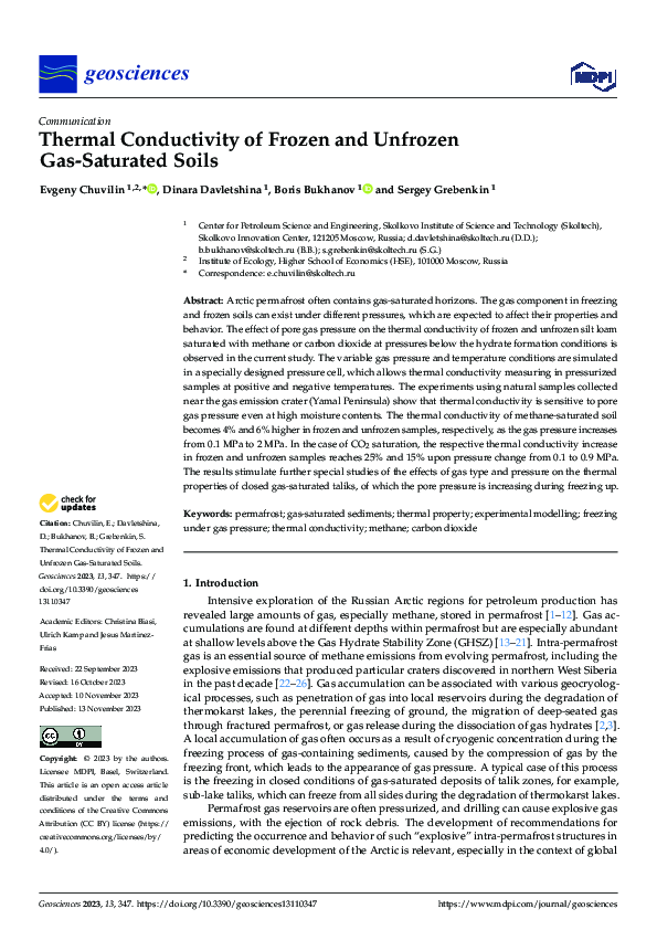 (PDF) Thermal Conductivity of Frozen and Unfrozen Gas-Saturated Soils