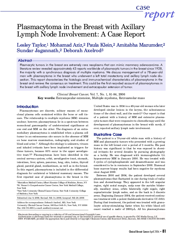 (PDF) Plasmacytoma in the breast with axillary lymph node involvement ...