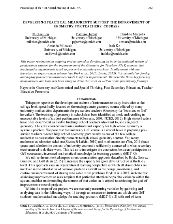 (PDF) Developing Practical Measures to Support the Improvement of ...