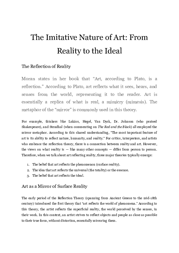 (PDF) The Imitative Nature of Art: From Reality to the Ideal