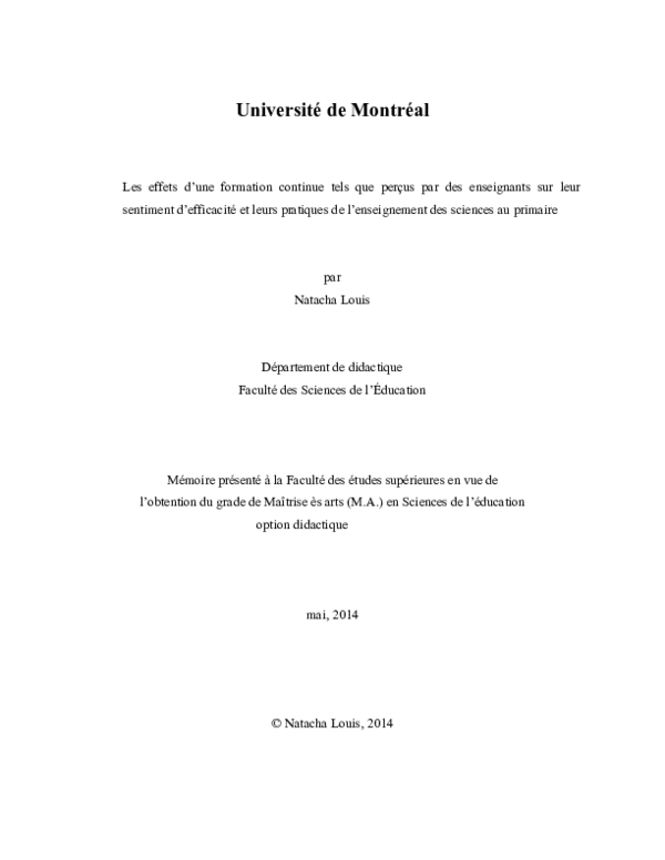 (PDF) Les effets d'une formation continue tels que perçus par des ...