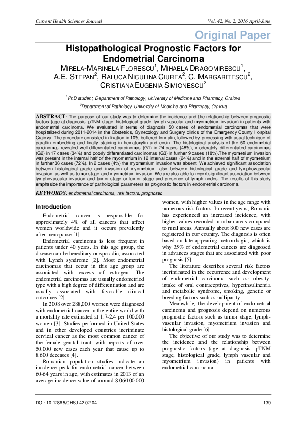 (PDF) Histopathological Prognostic Factors for Endometrial Carcinoma