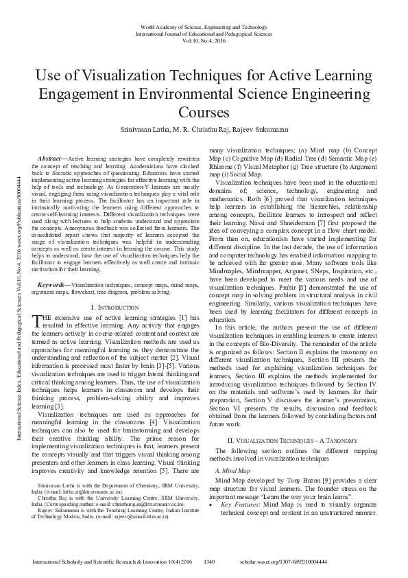 (PDF) Use of Visualization Techniques for Active Learning Engagement in ...
