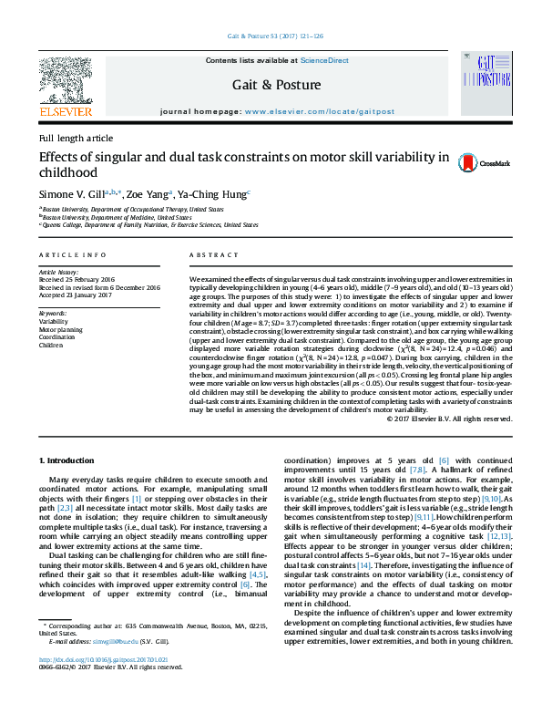 (PDF) Effects of singular and dual task constraints on motor skill ...