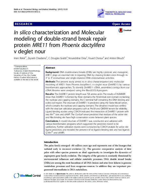 (PDF) In silico characterization and Molecular modeling of double ...