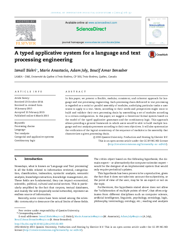 (PDF) A typed applicative system for a language and text processing ...
