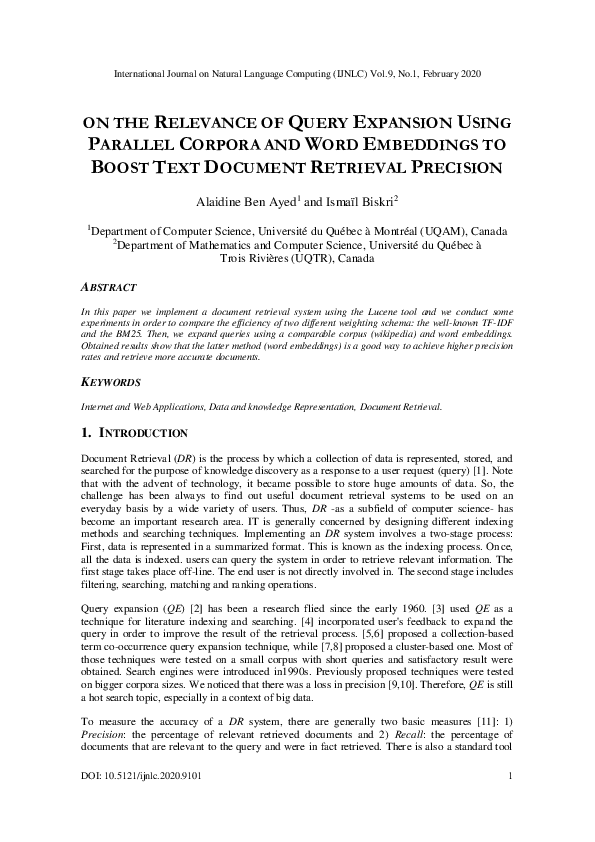 (PDF) On the Relevance of Query Expansion Using Parallel Corpora and ...