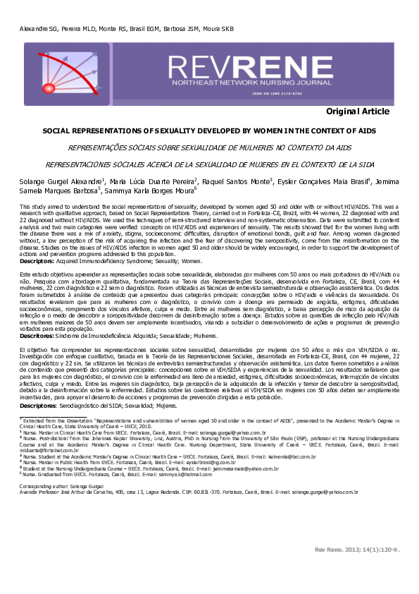 (PDF) Social representations of sexuality developed by women in the ...