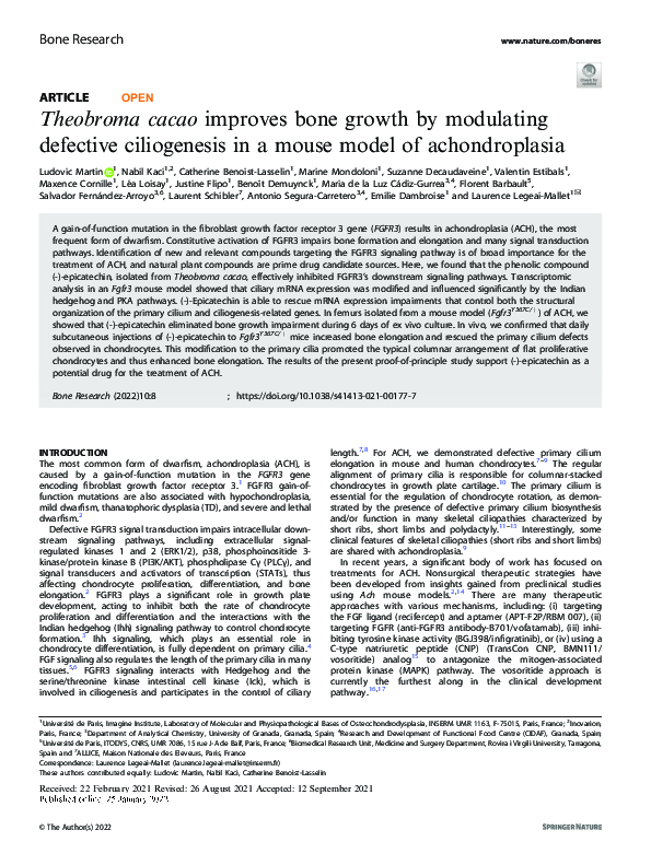 (PDF) Theobroma cacao improves bone growth by modulating defective ...