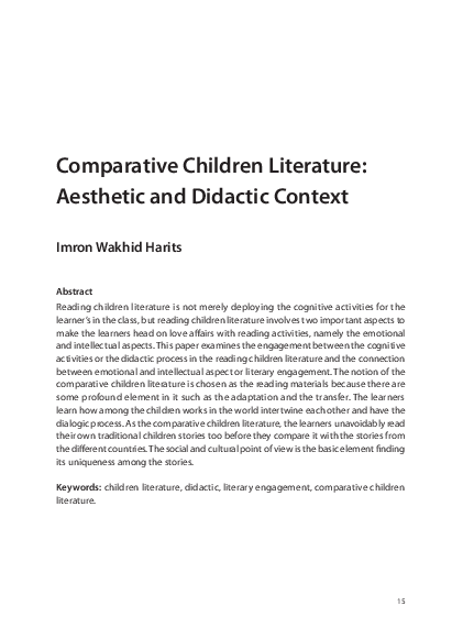 (PDF) Comparative Children Literature: Aesthetic and Didactic Context