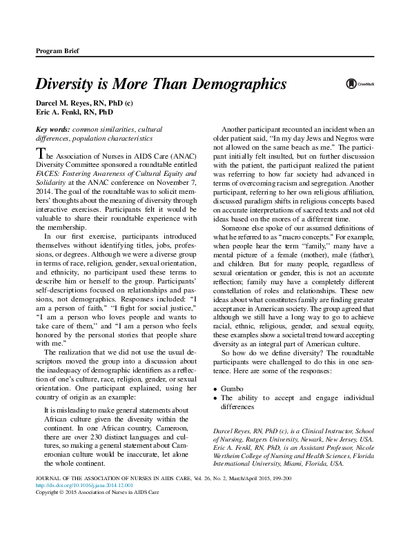 (PDF) Diversity is More Than Demographics