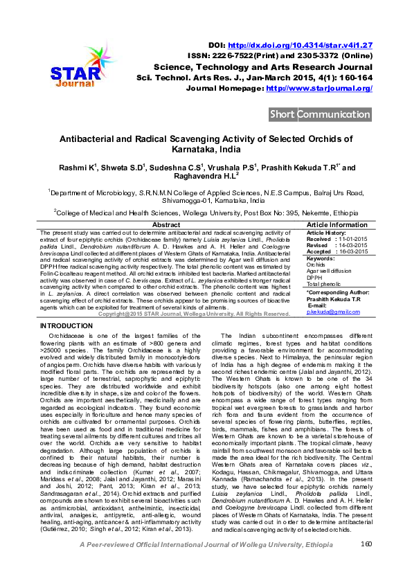 (PDF) Antibacterial and Radical Scavenging Activity of Selected Orchids ...
