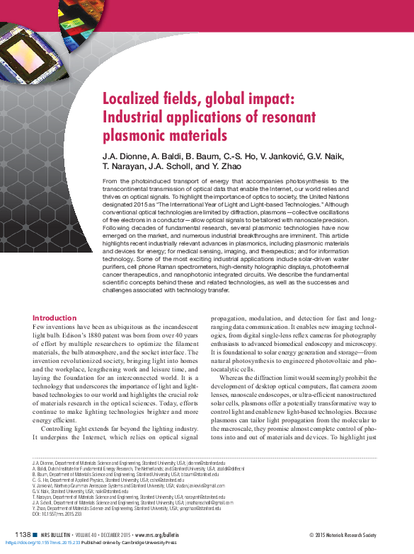 (PDF) Localized fields, global impact: Industrial applications of ...