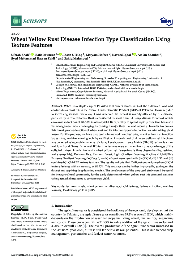 (PDF) Wheat Yellow Rust Disease Infection Type Classification Using ...