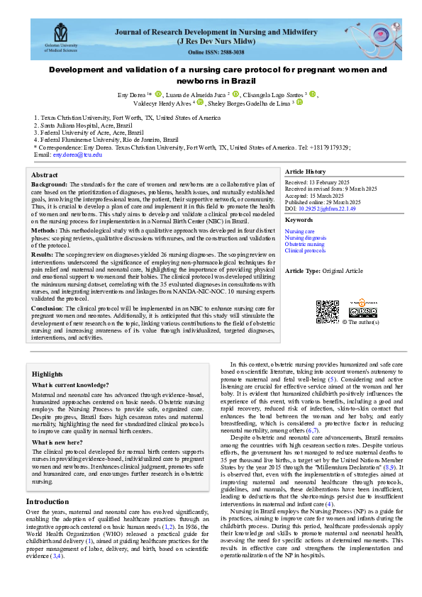 (PDF) Development and validation of a nursing care protocol for ...